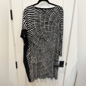 Trina Turk Black White Geometric Swirl Mini Knee Length Dress Sz M